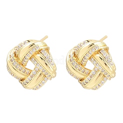 Brass Micro Pave Cubic Zirconia Stud Earrings&nbsp;EJEW-G471-45G
