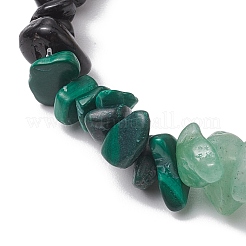 Chakra Natural Green Aventurine & Citrine & Tiger Eye & Obsidian & Quartz Crystal & Flower Amazonite & Topaz Jade Chip Beaded Stretch Bracelets&nbsp;BJEW-JB10777-03