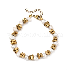 Natural Cultured Freshwater Pearl & Non-magnetic Synthetic Hematite  Beaded Bracelets for Women&nbsp;BJEW-JB13872