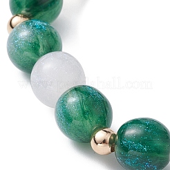 Resin Imiattion Cat Eye Beaded Stretch Bracelet with Mushroom Alloy Enamel Charms&nbsp;BJEW-JB09571