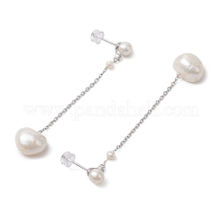 Natural Pearl Ear Studs&nbsp;EJEW-P286-14P