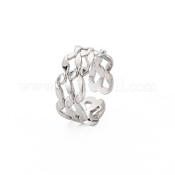 Non-Tarnish 304 Stainless Steel Wave Wrap Open Cuff Ring for Women&nbsp;LS-RJEW-S405-243P