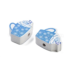 Christmas Theme Printed Wood Beads&nbsp;WOOD-M015-05C
