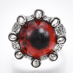 Adjustable Alloy Glass Finger Rings&nbsp;RJEW-T006-03D