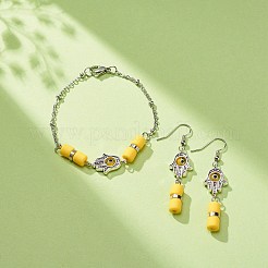 Evil Eye Handmade Lampwork Earring & Bracelet Sets&nbsp;SJEW-JS01250