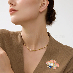 6pcs Peony Flower Enamel Pins&nbsp;JEWB-FH0002-10