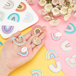 28Pcs 7 Styles Printed Transparent & Opaque Resin Pendants&nbsp;RESI-OC0001-64