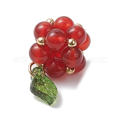 4Pcs 4 Styles Natural Amethyst & Dyed Quartz Crystal & Lapis Lazuli & Carnelian Round Cluster Grape Charms&nbsp;PALLOY-TA00344