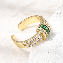 Brass Micro Pave Cubic Zirconia Cuff Open Rings for Women&nbsp;RJEW-L343-04G-02