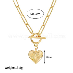 Alloy Heart Pendant Paperclip Chain Necklaces with OT Clasps for Women&nbsp;FS-WGE9524-01