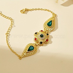 Vintage & Bohemian Brass Pave Cubic Zirconia Link Bracelets for Women&nbsp;CK4218