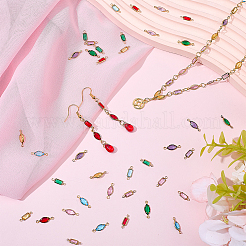 72Pcs 12 Styles Brass with K9 Glass Connector Charms&nbsp;KK-BM0001-06