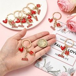 10Pcs Alloy Enamel Clover & Number 2026 & Heart Pendant Decorations&nbsp;KEYC-YW00284