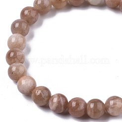 Unisex Natural Sunstone Stretch Beaded Bracelets&nbsp;G-N0326-029
