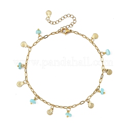 Ocean Natural Shell Chip and 304 Stainless Steel Shell Shape Tassel Paperclip Chain Necklaces for Women&nbsp;AJEW-AN00810