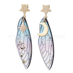 3 Pairs 3 Style Moon & Star Alloy Asymmetrical Earrings&nbsp;EJEW-TA00413