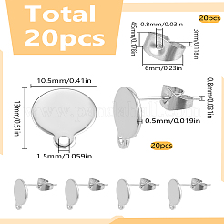 20Pcs 304 Stainless Steel Stud Earring Findings&nbsp;STAS-LP0001-77