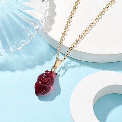 Halloween Resin Anatomical Heart Pendant Necklaces&nbsp;NJEW-TA00146