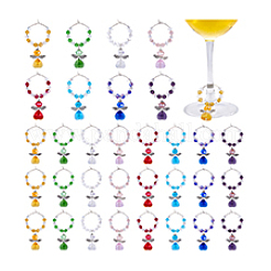 32Pcs 8 Colors Glass Angel Wine Glass Charms&nbsp;AJEW-PH01651