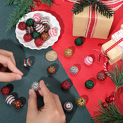 40Pcs 8 Colors Christmas Themed Resin Rhinestone Round Beads&nbsp;OACR-PA0001-22