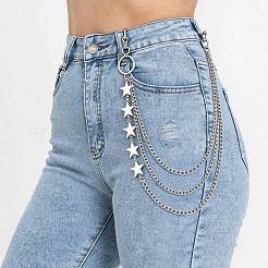 Alloy Star 3 Layered Chain Belts for Pants&nbsp;AJEW-WH20070-010A