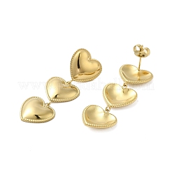 304 Stainless Steel Heart Dangle Stud Earrings for Women&nbsp;EJEW-U020-05G