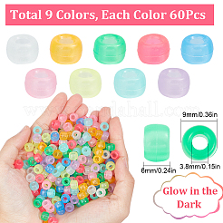 540Pcs 9 Colors Transparent & Luminous Plastic Beads&nbsp;KY-SC0001-85
