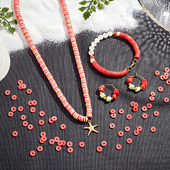 10 Strands Flat Round Handmade Polymer Clay Beads&nbsp;CLAY-PH0001-44B