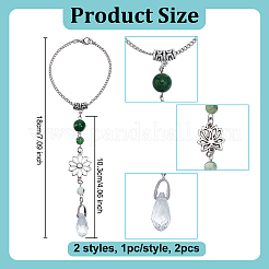 2Pcs 2 Styles Flower Alloy Pendant Decorations&nbsp;HJEW-OC00305