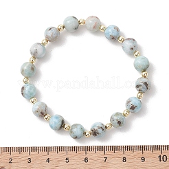 Natural Larimar & Non-magnetic Synthetic Hematite Round Beaded Stretch Bracelets for Women Men&nbsp;BJEW-JB13559