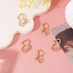 5Pcs Brass Micro Pave Clear Cubic Zirconia Screw Carabiner Lock Charms&nbsp;KK-TA0003-18