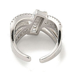 Rack Plating Brass Micro Pave Cubic Zirconia Open Cuff Rings&nbsp;RJEW-I104-17P