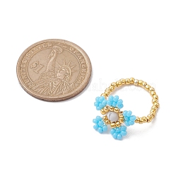 Round Seed Beads with Gemstone Beads Rings&nbsp;RJEW-MZ00015-04