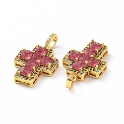 Brass Micro Pave Clear Cubic Zirconia Pendants&nbsp;ZIRC-F135-24G-A