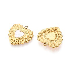 304 Stainless Steel Pave Natural White Shell Pendants&nbsp;STAS-N109-203G
