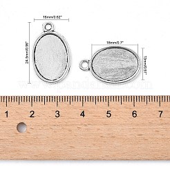 Tibetan Style Antique Silver Alloy Flat Oval Pendant Cabochon Settings&nbsp;LS-TIBEP-M022-36AS