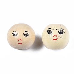 Printed Natural Wood Beads&nbsp;WOOD-S055-39A-01