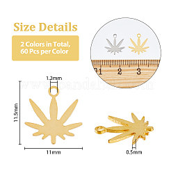 120Pcs 2 Colors 201 Stainless Steel Pendants&nbsp;STAS-DC0014-17