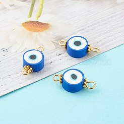 Flat Round with Evil Eye Polymer Clay Links Connectors&nbsp;PALLOY-JF00719
