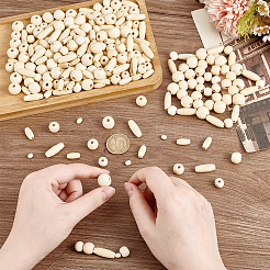 480Pcs 6 Styles Dyed Natural Wood Beads&nbsp;WOOD-PH0003-52