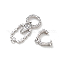 925 Sterling Silver Micro Pave Clear Cubic Zirconia Fold Over Clasps&nbsp;SE-CBAF1B0-02P