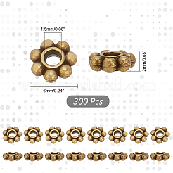300Pcs Tibetan Style Alloy Beads Daisy Spacer Beads&nbsp;TIBEB-PH0005-05AB