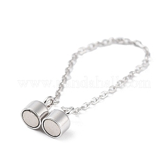 Anti-Tarnish Rhodium Plated 925 Sterling Silver Magnetic Clasps with Safety Chain&nbsp;STER-A043-06P