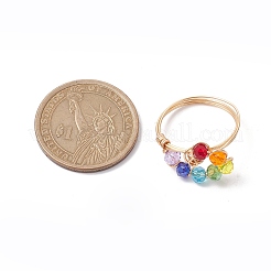 Colorful Glass Teardrop Finger Ring&nbsp;RJEW-JR00653