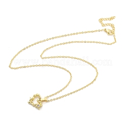 Brass Micro Pave Clear Cubic Zirconia Pendant Necklaces&nbsp;NJEW-B100-02G