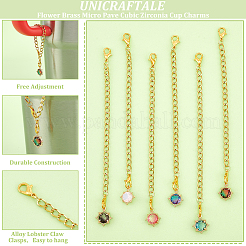 Flower Brass Micro Pave Cubic Zirconia Cup Charms&nbsp;HJEW-UN00018