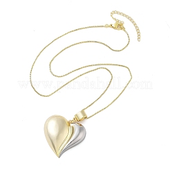 Brass Box Chain Peach Heart Pendant Necklaces for Women&nbsp;NJEW-M009-02G-A