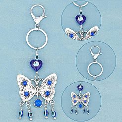 6Pcs 6 Style Handmade Lampwork & Enamel Evil Eye Keychain&nbsp;KEYC-NB0001-23