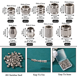 90Pcs 9 Styles 201 Stainless Steel European Beads&nbsp;STAS-TA0001-99