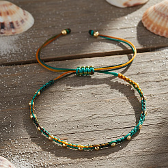 Brass Round Beads Braided Bead Bracelets&nbsp;CX8547-2